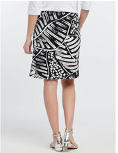 Printed faux wrap jersey skirt