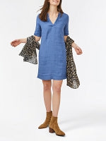 notch neck elbow sleeve dress-23001838 (avail in 3 col)