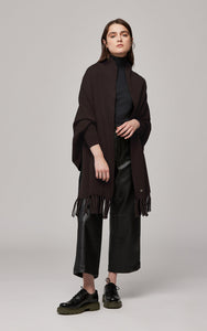 Fringe trim capeigan with sleeve- s