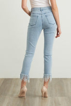 denim ankle jean w glitter patches and fray edge hem-212927