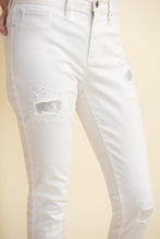 White denim ankle jean with silver sequin embellishments -211977
