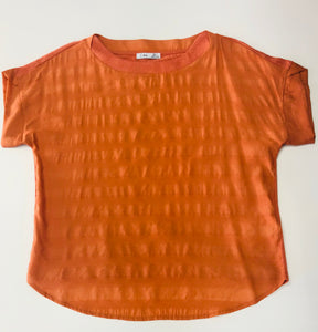 Short sleeve cotton blend t-shirt with tonal stripe