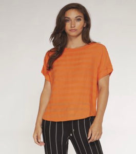 Short sleeve cotton blend t-shirt with tonal stripe