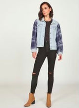 Knit jacket with plaid sleeves -B9603