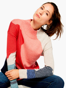 by the fire mock neck intarsia sweater - H211112-H021A