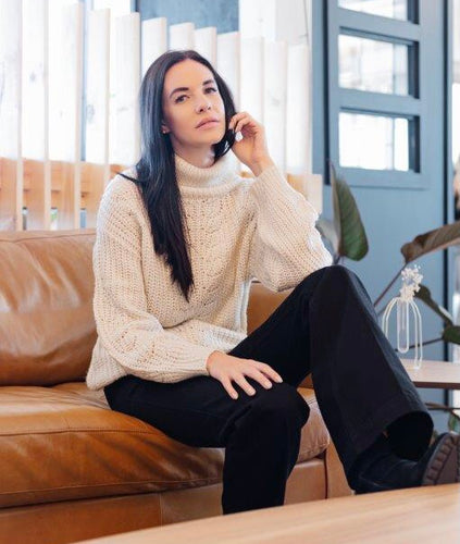 Cable soft knit turtleneck pullover-1612