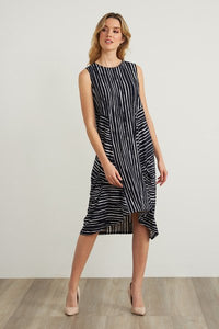 stripe slvless dress with ruch bottom hilo hem-212152