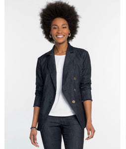 Dark denim double breasted blazer-matches dark denim ankle pant